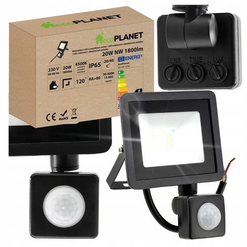 Halogen LED 20W 1800lm Lampa z Czujnik Ruchu Zmierzchu Naświetlacz na Arena.pl