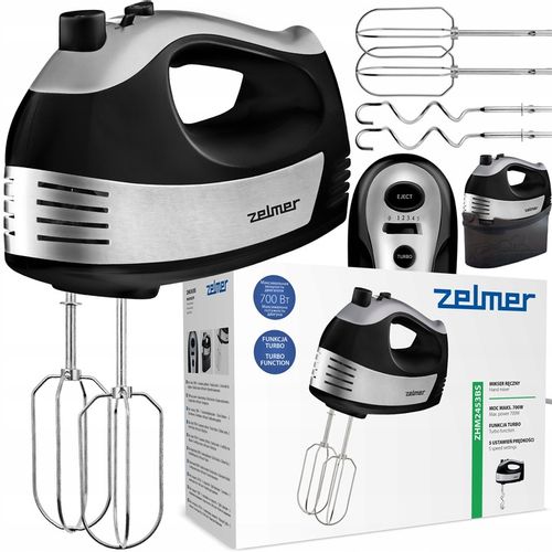 MIKSER RĘCZNY ZELMER LEKKI ROBOT KUCHENNY 5 BIEGÓW 4 KOŃCÓWKI TURBO 700W na Arena.pl