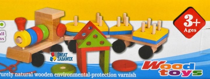 POCIĄG DREWNIANY WAGONIKI + KLOCKI zdjęcie 12