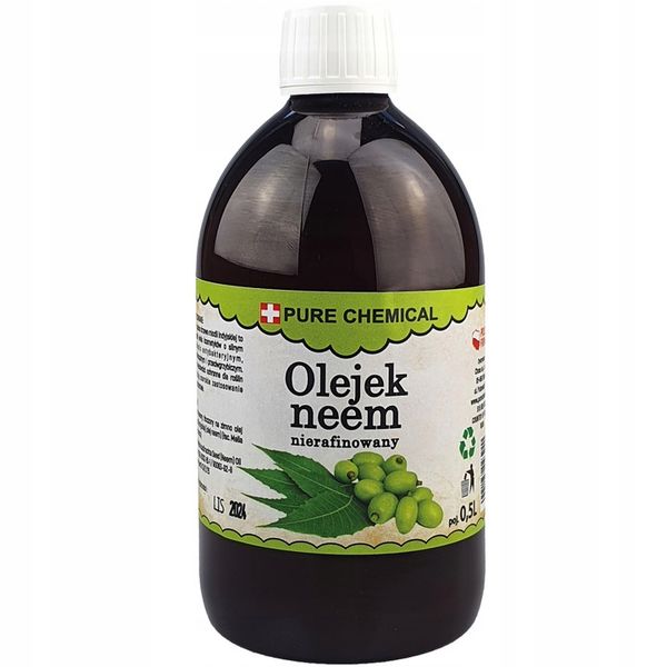 OLEJEK NEEM NIERAFINOWANY TŁOCZONY NA ZIMNO 500ml DO SKÓRY WŁOSÓW DO ROŚLIN zdjęcie 1