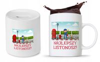 Dla Listonosza Zestaw Kubek + Skarbonka Prezent Z Nadrukiem Ze Zdjęciem