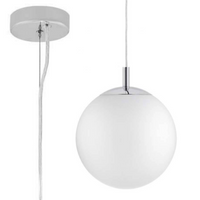 Skandynawska LAMPA wisząca ALUR 10722103 Kaspa szklana OPRAWA kulisty ZWIS kula ball hygge chrom biała