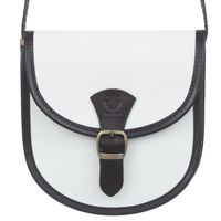 VERA PELLE torebka damska skórzana listonoszka z paskiem V607 biała