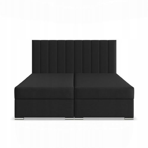 Łóżko Kontynentalne AGEN CZARNE Podwójne Tapicerowane Pojemnik 140x200 na Arena.pl