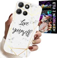 ETUI DO MOTOROLA EDGE 60 5G - BIAŁY MARMUREK W ZŁOTE RAMKI LOVE YOU