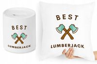 Dla Drwala Zestaw Poduszka + Skarbonka Prezent Z Nadrukiem Ze Zdjęciem