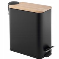 Kosz na śmieci łazienkowy 5l bambus WOLNY OPAD do łazienki WC czarny kuchni