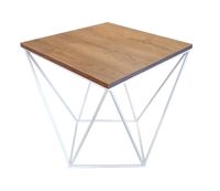 Stolik kawowy druciany LOFT Industrial orzech/biały