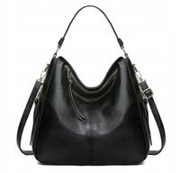 TOREBKA Czarna Damska Eko Skóra Miejska Pojemna Do Ręki na Ramię Pasek