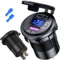 ŁADOWARKA WOLTOMIERZ PANEL USB QC3.0 + PD USB C WŁĄCZNIK SZYBKIE ŁADOWANIE