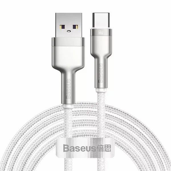Kabel USB do USB-C Baseus Cafule, 66W, 2m (biały) zdjęcie 1
