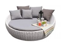 Rattanland - Sofa ogrodowa (leżanka) w kolorze bieli