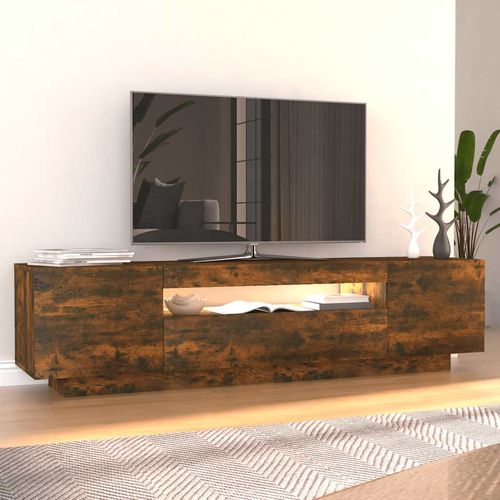 Szafka pod TV z oświetleniem LED, przydymiony dąb, 160x35x40 cm na Arena.pl