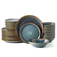 Serwis obiadowy Aokari niebiesko-biały na 12 osób 36 szt. Nowoczesny