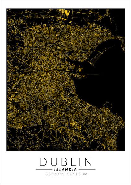 Dublin złota mapa - plakat 29,7x42 cm zdjęcie 1