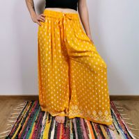 Spodnie Palazzo Wzorzyste - Żółte | Indie