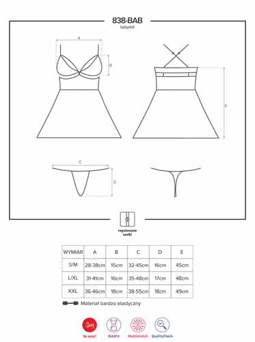 bielizna 838 bab 3 babydoll i stringi l/xl na Arena.pl