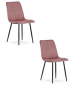 Krzesło LAVA - różowy aksamit / nogi czarne x 2