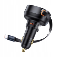 ŁADOWARKA SAMOCHODOWA ENJOYMENT PRO ZE ZWIJANYM KABLEM USB-C 60W CZARNA