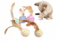 Zabawka dla kota PIŁKA SIZALOWA piłeczka z piórkiem PIÓREM drapak 24 KOLOR