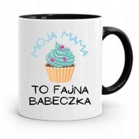 Kubek Czarny Prezent Dla Mamy Fajnej Babeczki Z Nadrukiem Ze Zdjęciem