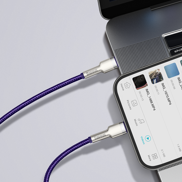 Kabel USB-C do Lightning Baseus Cafule, 20W, 2m (fioletowy) zdjęcie 4