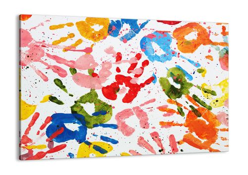 Obraz Na Płótnie - Dłoń Odcisk Farba - 100X70 Cm - Aa100X70-2876 na Arena.pl