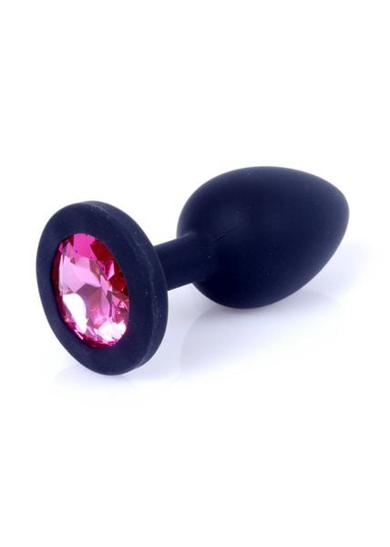 Plug-Jewellery Black Silicon Plug Small- Pink Diamond zdjęcie 6