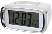 Budzik kwarcowy elektroniczny cyfrowy HTL biały