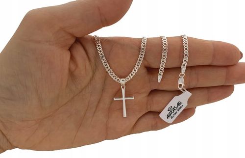 SREBRNY ŁAŃCUSZEK MĘSKI ROMBO I KRZYŻYK 030/50CM ZESTAW IDEALNY NA PREZENT na Arena.pl