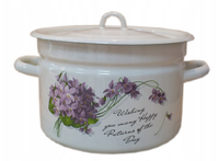 GARNEK EMALIOWANY Z POKRYWKĄ NET-POL VIOLA KWIAT BEZ 26 CM 9 L