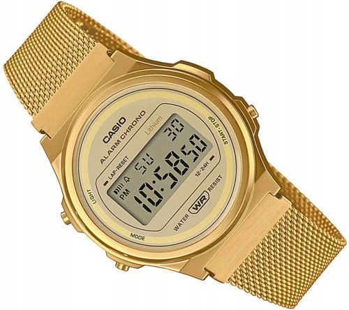 ZŁOTY ZEGAREK CYFROWY CASIO A171WEMG-9AEF MŁODZIEŻOWY VINTAGE STYL +BOX na Arena.pl