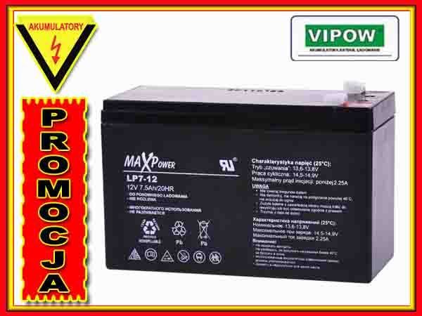 BAT0402 Akumulator żelowy 12V 7Ah MaxPower zdjęcie 1