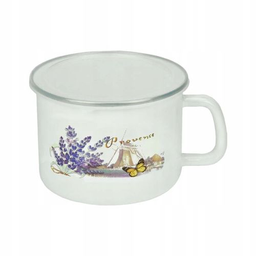 KUBEK DO MLEKA 16 CM EMALIOWANY Z POKRYWKĄ MŁYN na Arena.pl