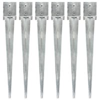 Kołki gruntowe, 6 szt., srebrne, 12x12x89 cm, stal