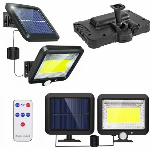 LAMPA SOLARNA COB 100 LED PANEL SOLARNY CZUJNIK RUCHU ZMIERZCHU PILOT zdjęcie 1
