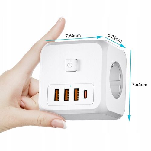 ROZGAŁĘŹNIK SIECIOWY KOSTKA 3 GNIAZDA USB USB C na Arena.pl