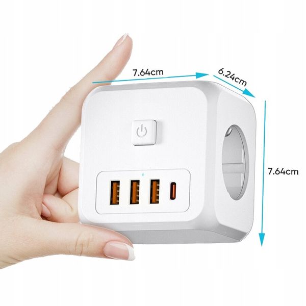 ROZGAŁĘŹNIK SIECIOWY KOSTKA 3 GNIAZDA USB USB C zdjęcie 6