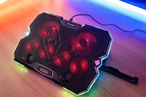 PODSTAWKA PODKŁADKA CHŁODZĄCA POD LAPTOPA REGULOWANA 9-17'' LED RGB 2x USB na Arena.pl
