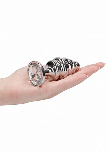 Ribbed Diamond Plug - 3.75 Inch - Silver na Arena.pl