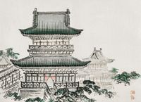 Plakat 55x40cm Japanese Architecture, Bairei Japoński Vintage do Salonu