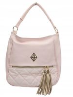 Laura Biaggi - torebka worek różowy groszek i pikowanie chwosty L324011