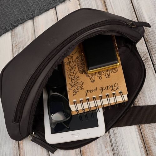 saszetka nerka damska wielofunkcyjna duża klasyczna brązowa na Arena.pl