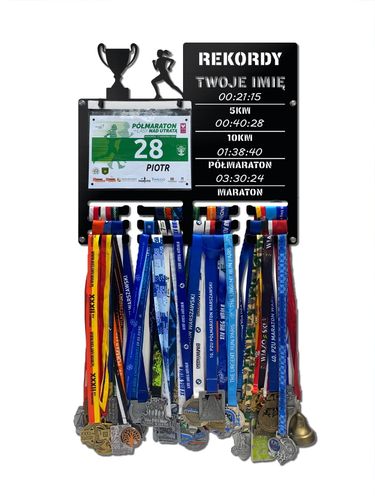 Wieszak na medale i numery startowe REKORDY BIEGOWE RUN twoje imię 342.1 na Arena.pl