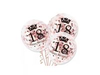 Zestaw balonów z konfetti "18 Urodziny", różowe złoto, 12 cali, 3 szt.