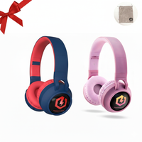 zestaw słuchawek dziecięcych powerlocus buddy (bluered - pink) mikro sd aux