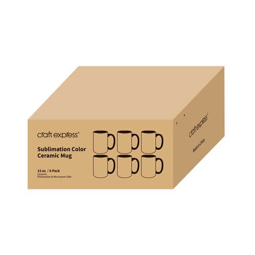 Zestaw 6 kubków Funny 330 ml JS Coating z pomarańczowym wnętrzem i uszkiem do sublimacji na Arena.pl