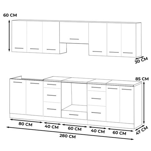 Kuchnia Nowoczesna Modułowa Z Blatem Pojemna 2.8m Wotan Dąb Wotan Biały Mat na Arena.pl