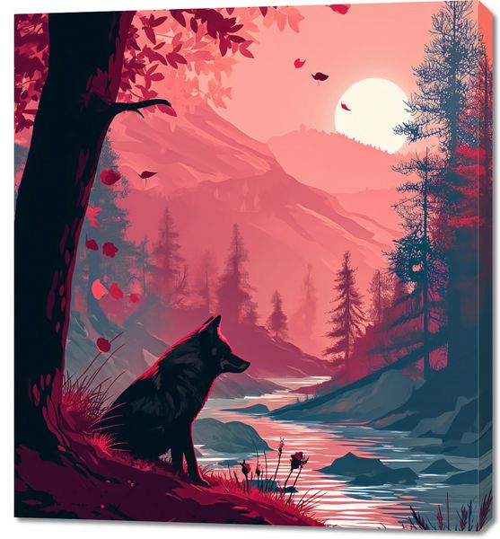 Obraz 90x100cm Wilk Przy Brzegu Lasu zdjęcie 1