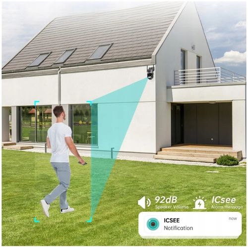 PODWÓJNA KAMERA ZEWNĘTRZNA OBROTOWA ALARM 8MP WIFI 3w1 2 OBIEKTYWY ICSEE na Arena.pl